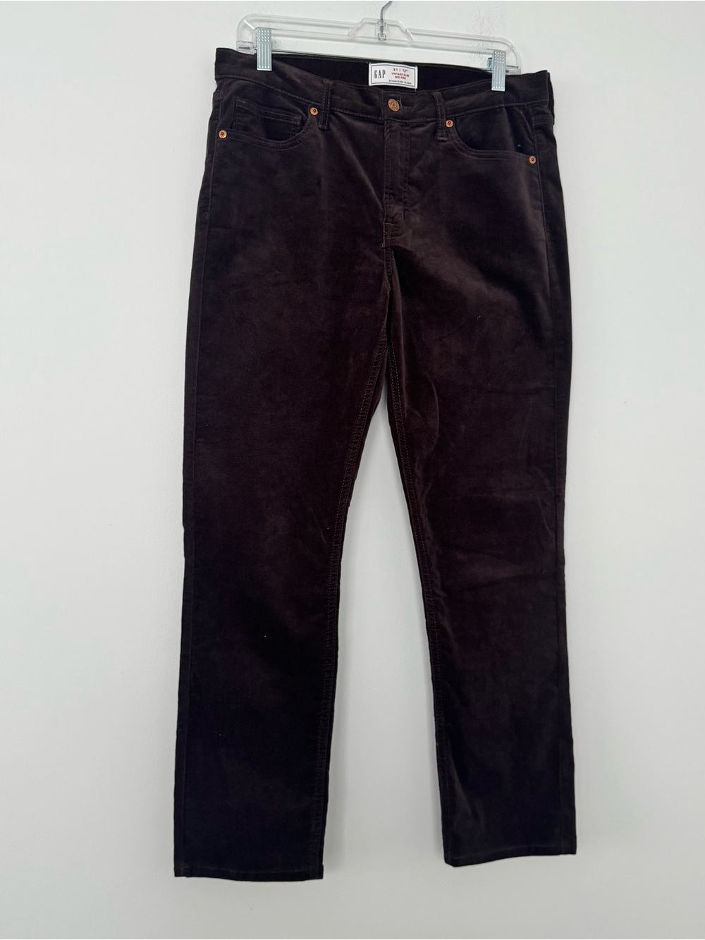 GAP Vintage Slim Mid Rise Velvet Corduroy Pants Womens 31 Brown 12R Preppy Boho